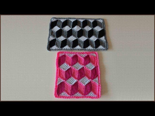 Crochet rug with 3D pattern. Part 1.