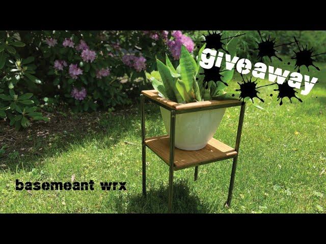 GIVEAWAY- steel and oak plant stand