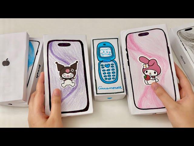 [paper diy] SANRIO PAPER PHONES Collection unboxing! | asmr compilation