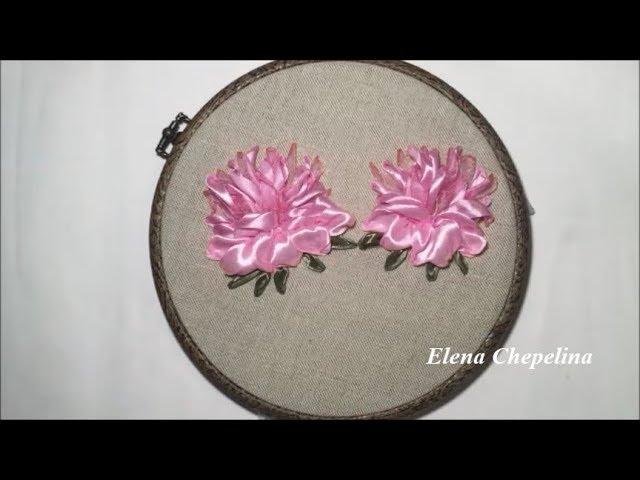 Ribbon embroidered peony