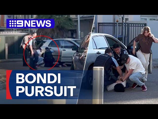 Alleged drug dealer leads police on wild pursuit through Bondi | 9 News Australia