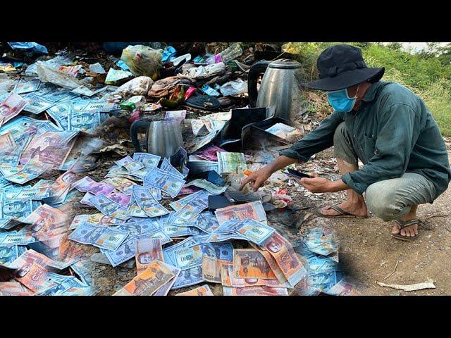 Amazing Lucky Lady Found A lot Money $ and good thing at Trash Place - treasure found at landfill