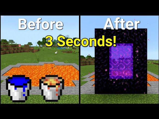 how to make nether portal with lava and water | easy trick 1.16.5+