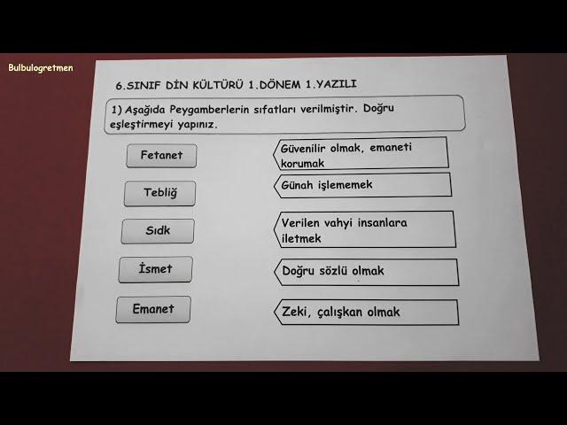 6.sınıf din kültürü 1.dönem 1.yazılı  @Bulbulogretmen  #6sınıf #din #dinkültürüveahlakbilgisi