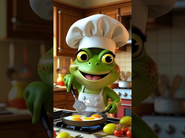 The green frog is cooking.#ai #aiart #aivideo #animation #mindmotion #flag #baby #funny