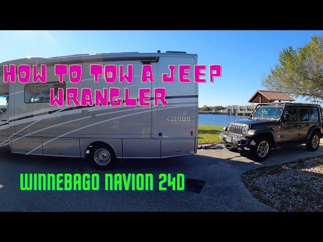 How to flat tow a Jeep Wrangler | Winnebago Navion 24D