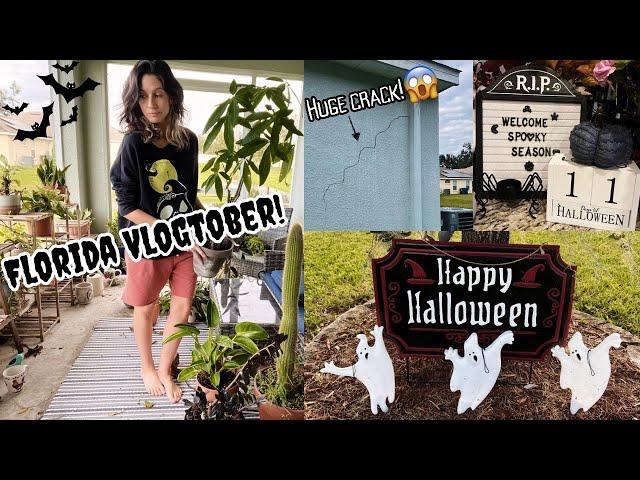 VLOGTOBER pt.1! Outdoor Halloween Decor Redo, Hurricane Damage, Books & More!