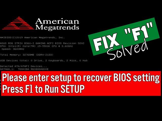 How to Fix Please enter setup to recover BIOS setting