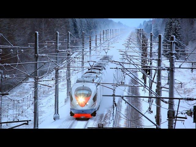 [RZD] "Sapsan" high-speed trains. Snow day.