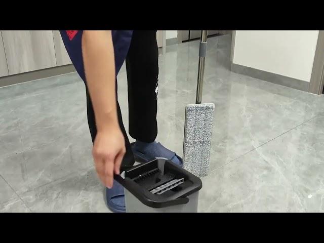 360° Flat Squeeze Microfiber Mop & Bucket Set