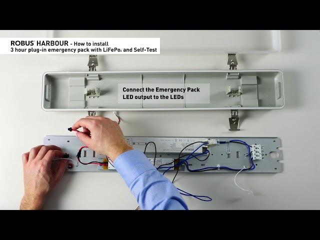 ROBUS | How to Install the 3 Hour Plug-in HARBOUR Emergency Pack with LiFePo4 and Self-Test