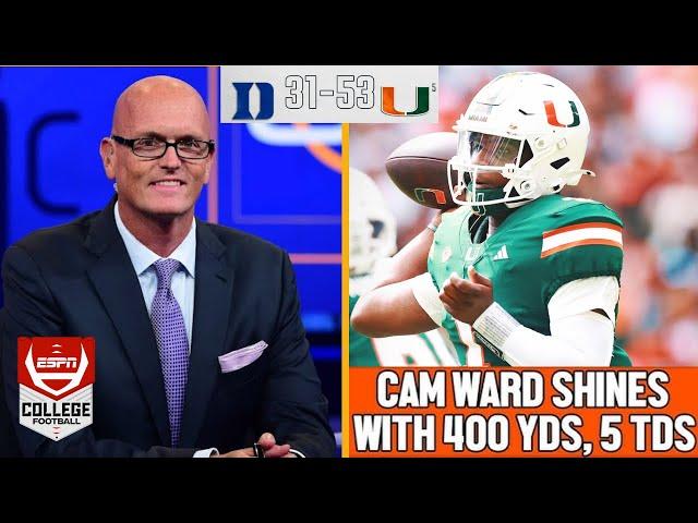 "Neither one can stop Cam Ward right now!" - Scott Van Pelt reacts to Miami CRUSH Duke 53-31 Week 10