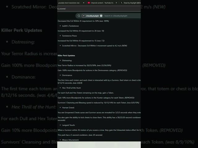 Why was this not on the PTB? #dbd #deadbydaylight #patchnotes
