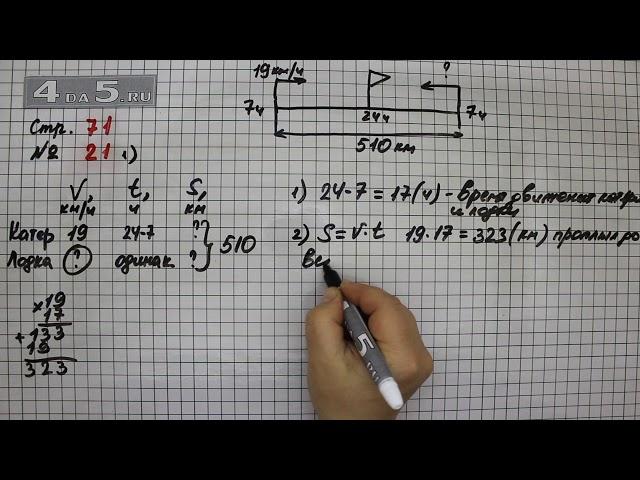 Страница 71 Задание 21 (Вариант 1) – Математика 4 класс Моро – Учебник Часть 2