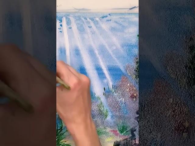 Drawing the underwater world. How to draw a diver underwater. Drawing lesson. Sharks, diver.