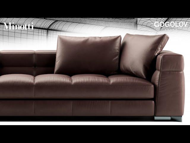 №202. Modeling Sofa " Minotti blazer " Autodesk 3ds Max & marvelous designer