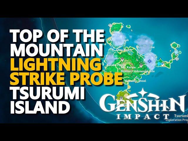 Tsurumi Island Lightning Strike Probe Compass Puzzle Genshin Impact (Top of the mountain)