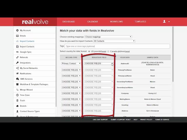 Realvolve CRM: Importing Contacts