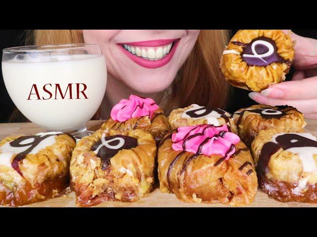 CHOCOLATE BAKLAVA ROLLS  | No Talking | ASMR Mukbang | Real Eating Sounds