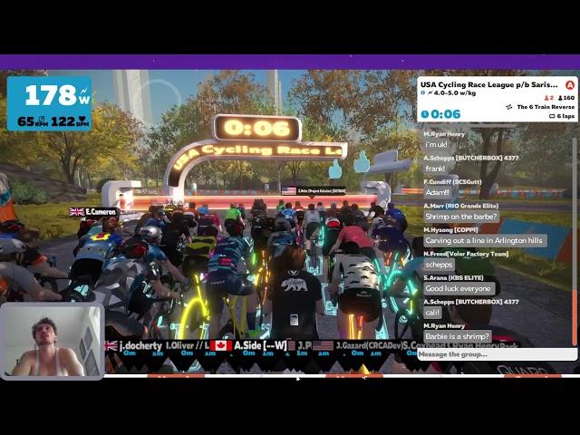 USA cycling Zwift race - new average race Watts PR