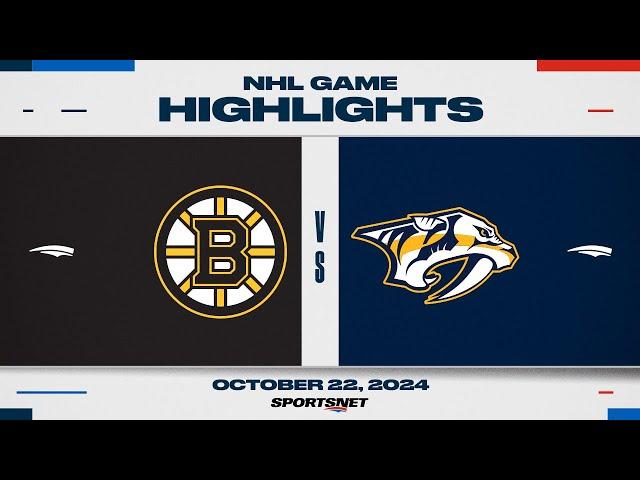 NHL Highlights | Bruins vs. Predators - October 22, 2024