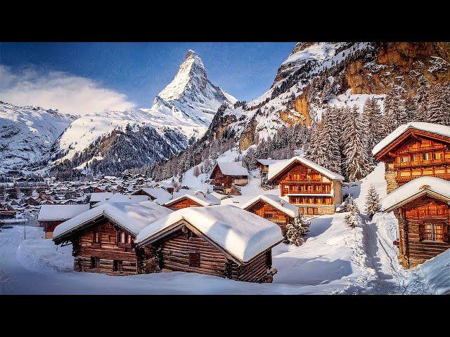 Most Beautiful Winter Swiss Villages 4K Walking Tour