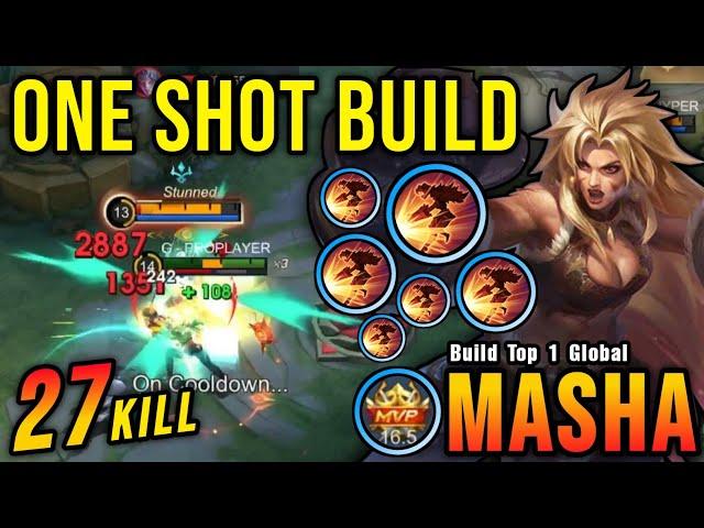 27 Kills!! New Masha One Shot Build and Emblem!! - Build Top 1 Global Masha ~ MLBB