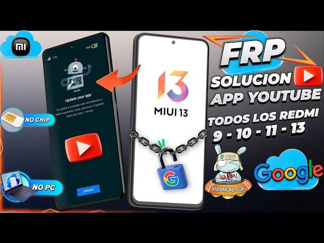 FRP MIUI 13 Error Actualizar App de YouTube Para Todos los Redmi Note - Última Seguridad Google 2024