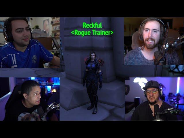 Streamers visit Reckful's tribute NPC in WoW | Asmongold, Mizkif, Nmplol, Towelliee