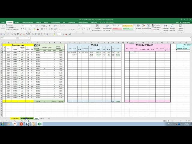 Учет товаров на складах. Продажа. Выручка. Прибыль. Программа в Excel.