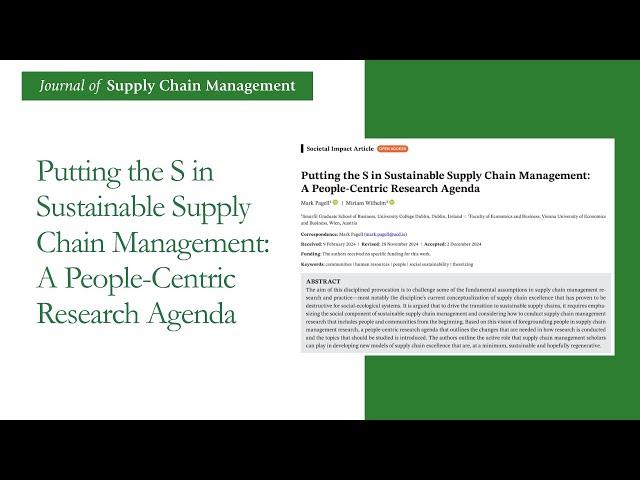 Putting the S in Sustainable Supply Chain Management: A People-Centric Research Agenda