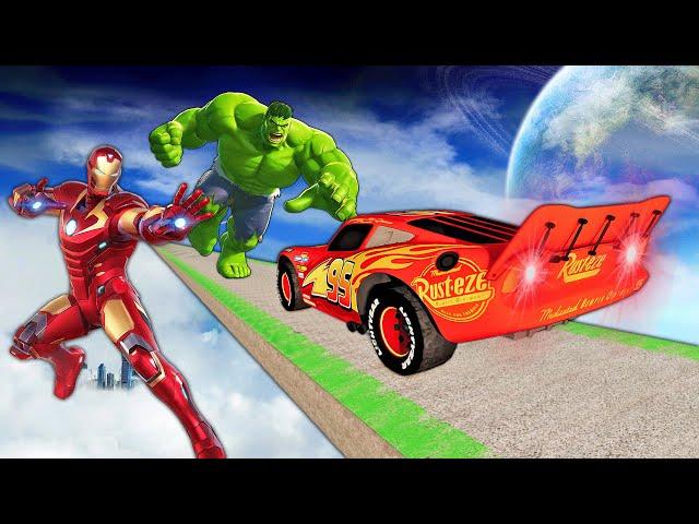 EXTREME SUPERHERO DOWN OF DEATH vs PIXAR CARS in BeamNG.drive