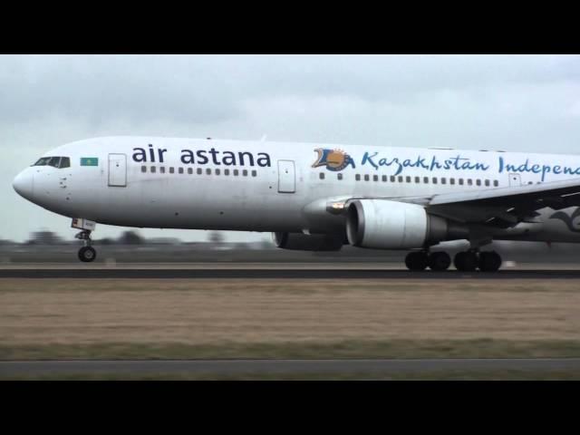 P4-KCB | Air Astana Boeing 767-300 Takeoff Amsterdam Runway 36L | 26 February