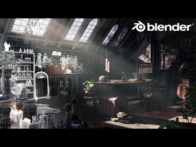 Creating Alchemy Room Environment In Blender - Timelapse