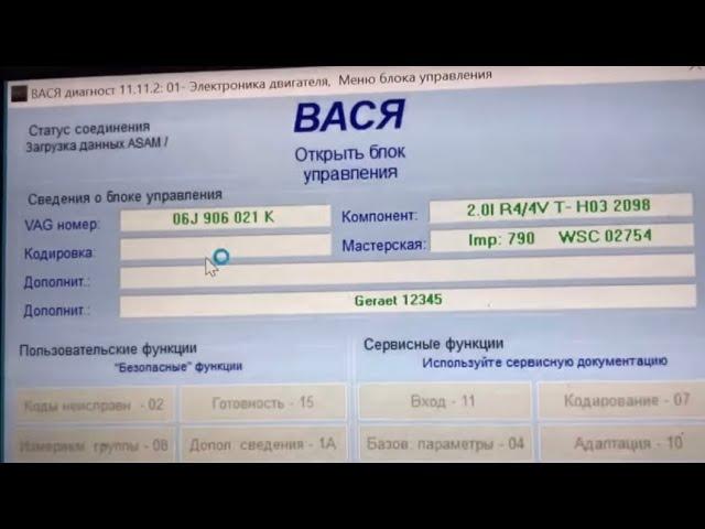 ВАСЯ диагност. Кодировка педали газа. Отзывчивость при нажатии.