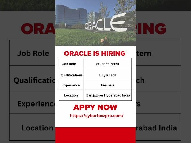 Oracle Internship #shorts #job #jobsforefreshers #jobsearch