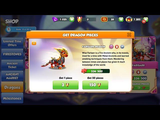 334/500 Farisarr Dragon | 224/500 Momo'tu Dragon | Dragon Mania Legends