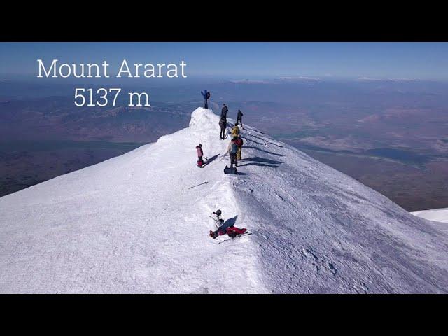 Climbing Mount Ararat. Drone video from the summit of Mount Ararat.