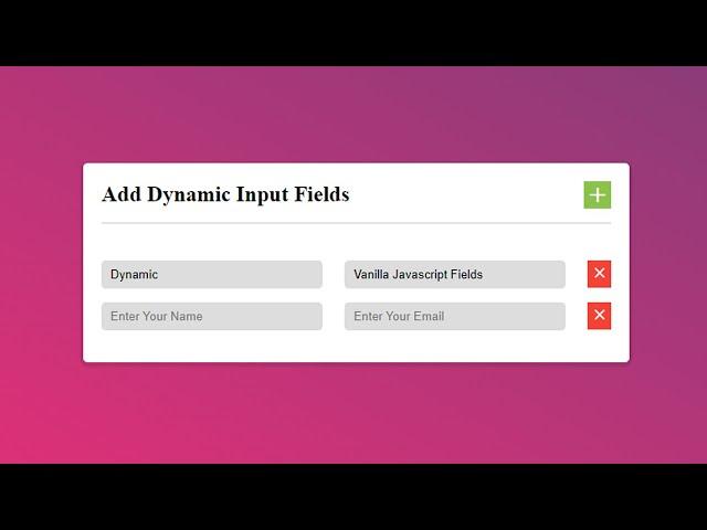 How To Create Dynamic Input Fields Creation Using HTML CSS And Vanilla JavaScript |  #dynamic-input