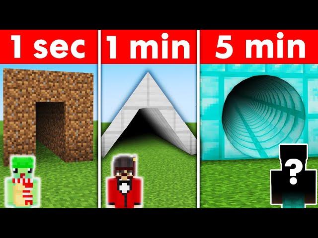 WE BUILT THE BEST SECURITY TUNNEL! 5 SECONDS VS 1 MIN VS 5 MIN (Minecraft)