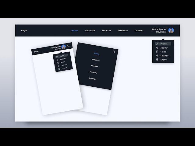 Responsive Dropdown Profile Menu Using HTML CSS And JavaScript