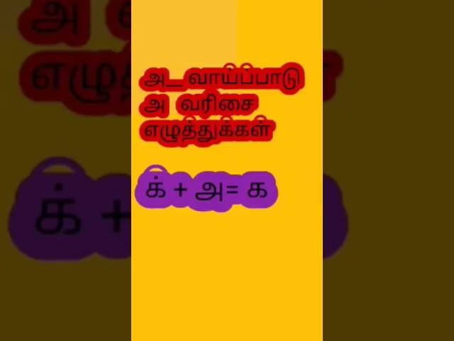 அ வாய்ப்பாடு / க்+ அ = க / அகர வரிசை எழுத்துக்கள்@roshanroys8639