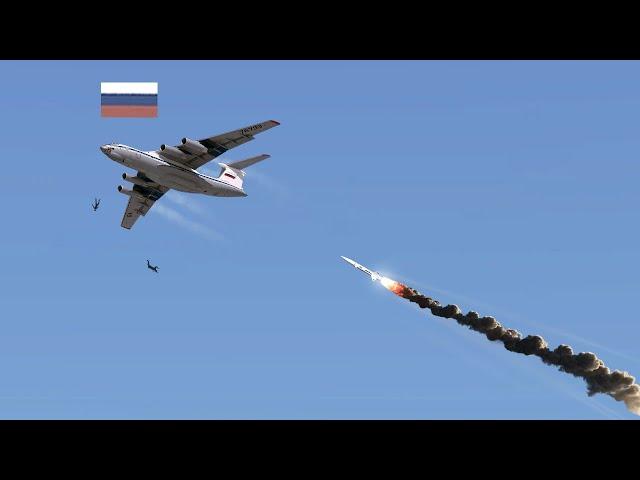 Scary Moment! Ukrainian Anti-air system Destroys Russian Il-76 Military Transport Plane, Crew killed