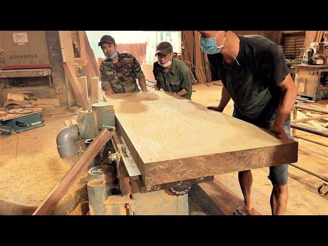 Ingenious Woodworking Workers Techniques & Skills // Extremely Giant Table 150x180cm From Monolithic