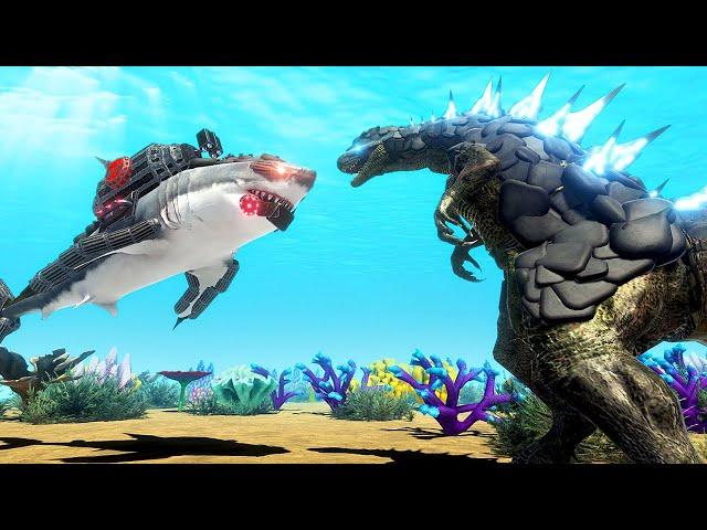 Cyborg Shark Fights GODZILLA - Animal Revolt Battle Simulator