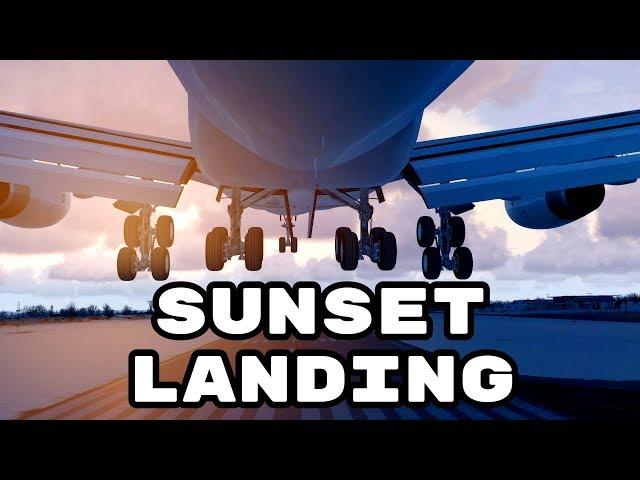 Prepar3D V4 | Sunset Landing at JustSim Luxembourg-Findel | PMDG 747 | Track IR