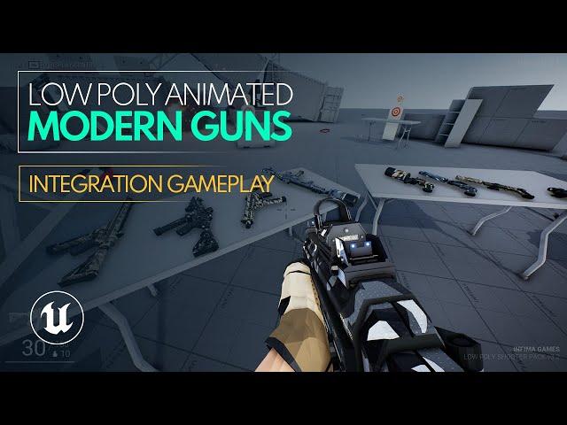 (Unreal Engine) Low Poly Animated Modern Guns Pack - LPSP Integration Showcase