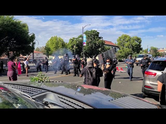 Police shooting tear gas onto George Floyd protestors in  San Jose May 30, 2020 (part 3)