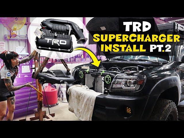 Tacoma TRD Super Charger Install! Part 2: Installing the SC Assembly, Spark Plugs, Injectors & Belt!