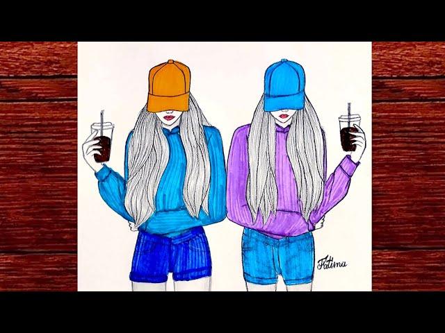 Как Нарисовать Лучших Подруг | Рисунок Лучших Друзей | BFF Drawing